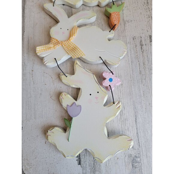 Easter Bunny flower rabbit hanging butterfly sign wall decor - Picture 3 of 8